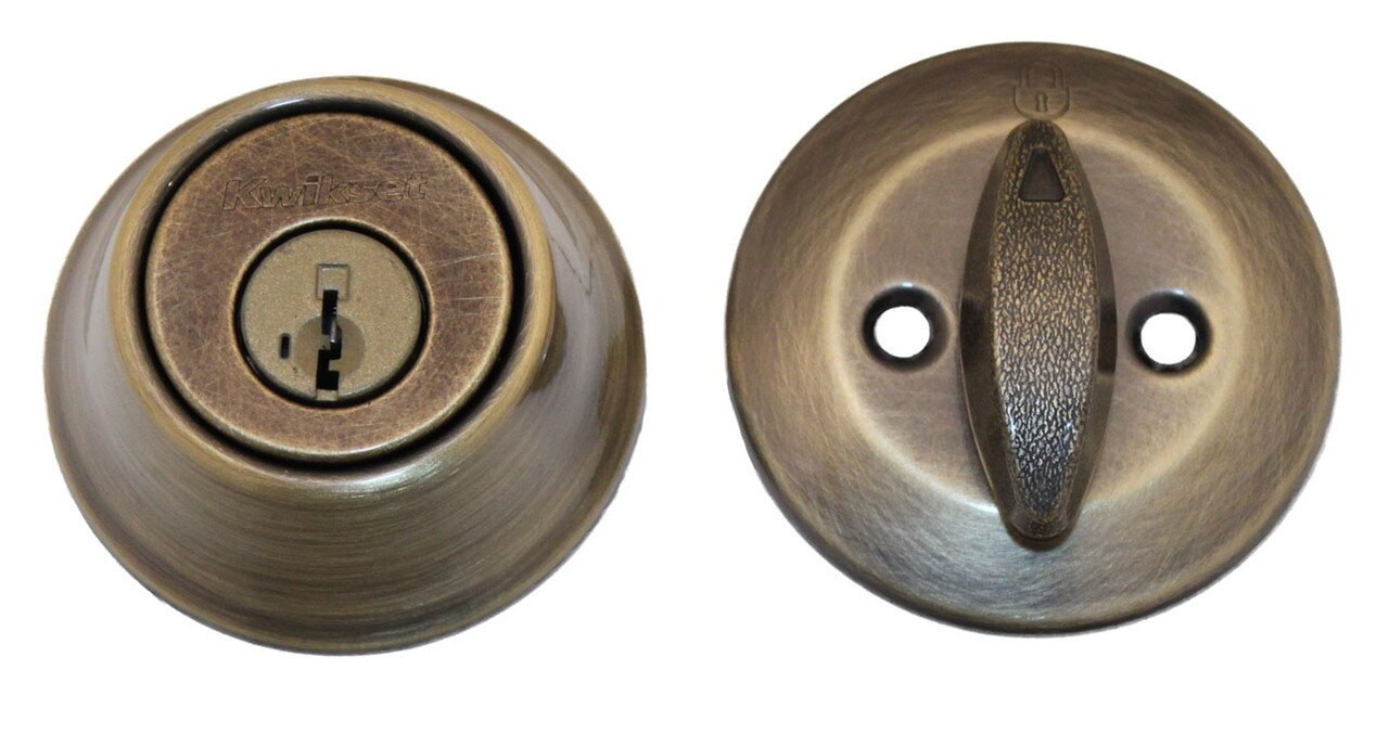 Kwikset 660-5 Antique Brass Single Cylinder Deadbolt