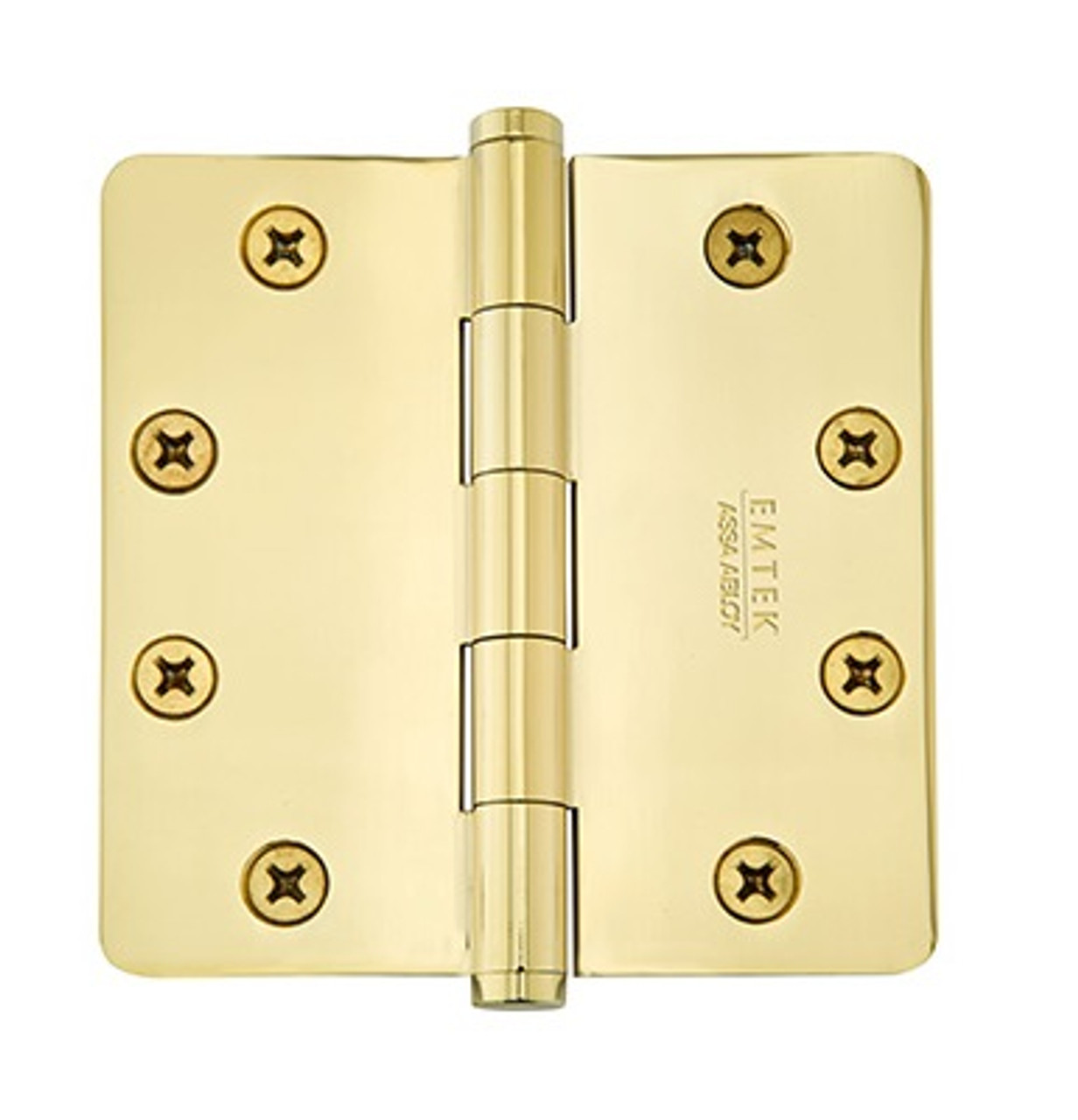 Emtek 96224US4 Satin Brass 4 1/4 Radius Corner Solid Brass Heavy Duty,  Plain Bearing Hinges