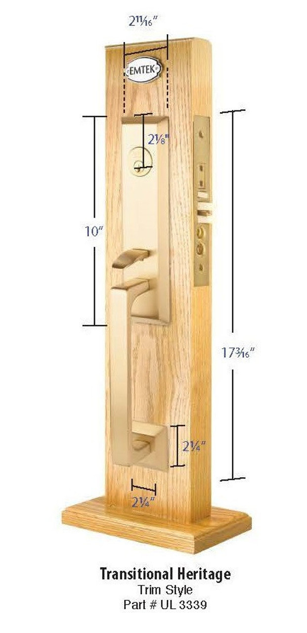 Emtek 3339US3NL Unlacquered Brass Transitional Heritage Style Single  Cylinder Mortise Entryset with your Choice of Handle
