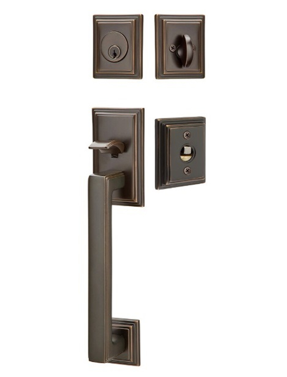 Emtek 4213US10B Oil Rubbed Bronze Hamden Brass Tubular Style Single  Cylinder Entryset with Your Choice of