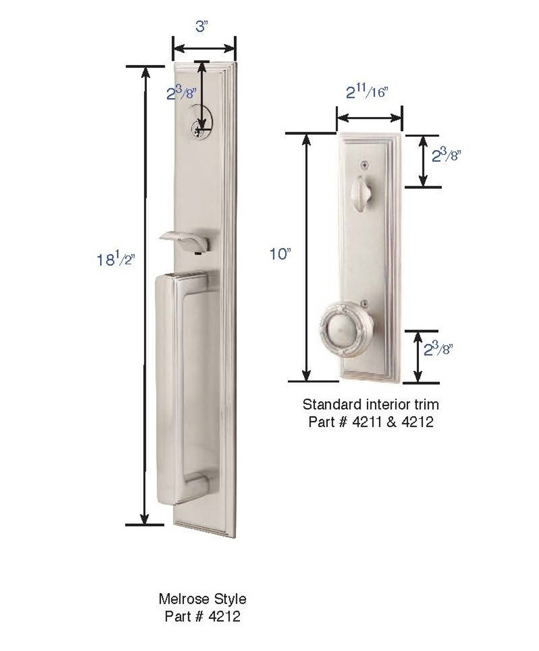 Emtek 4212US10B Oil Rubbed Bronze Melrose Brass Tubular Style Single  Cylinder Entryset with Your Choice of