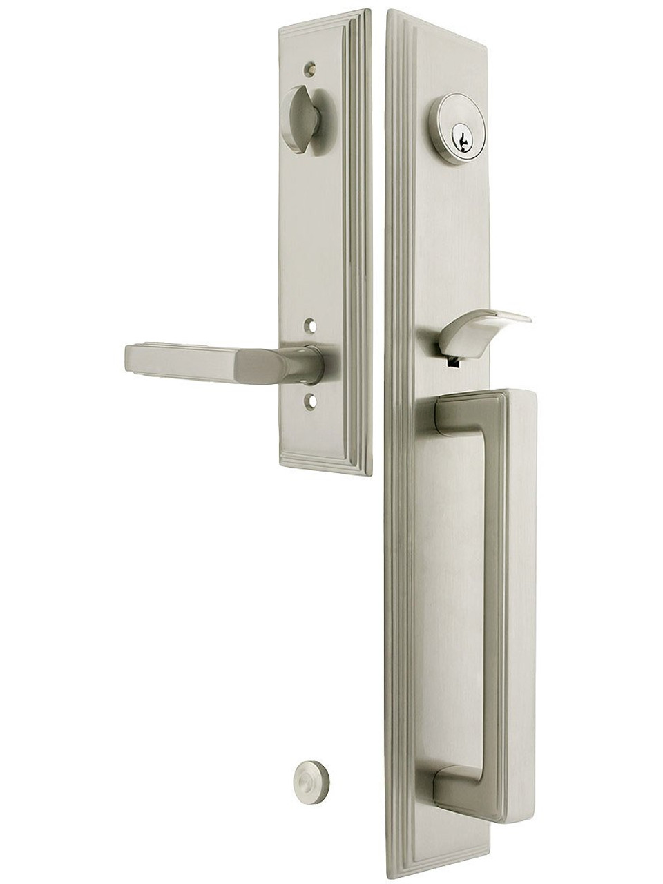 Emtek 4212US15 Satin Nickel Melrose Brass Tubular Style Single Cylinder  Entryset with Your Choice of Handle