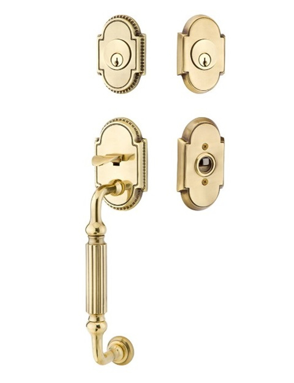 Emtek 4320US7 French Antique Knoxville Brass Tubular Style Double Cylinder  Entryset with Your Choice of Handle