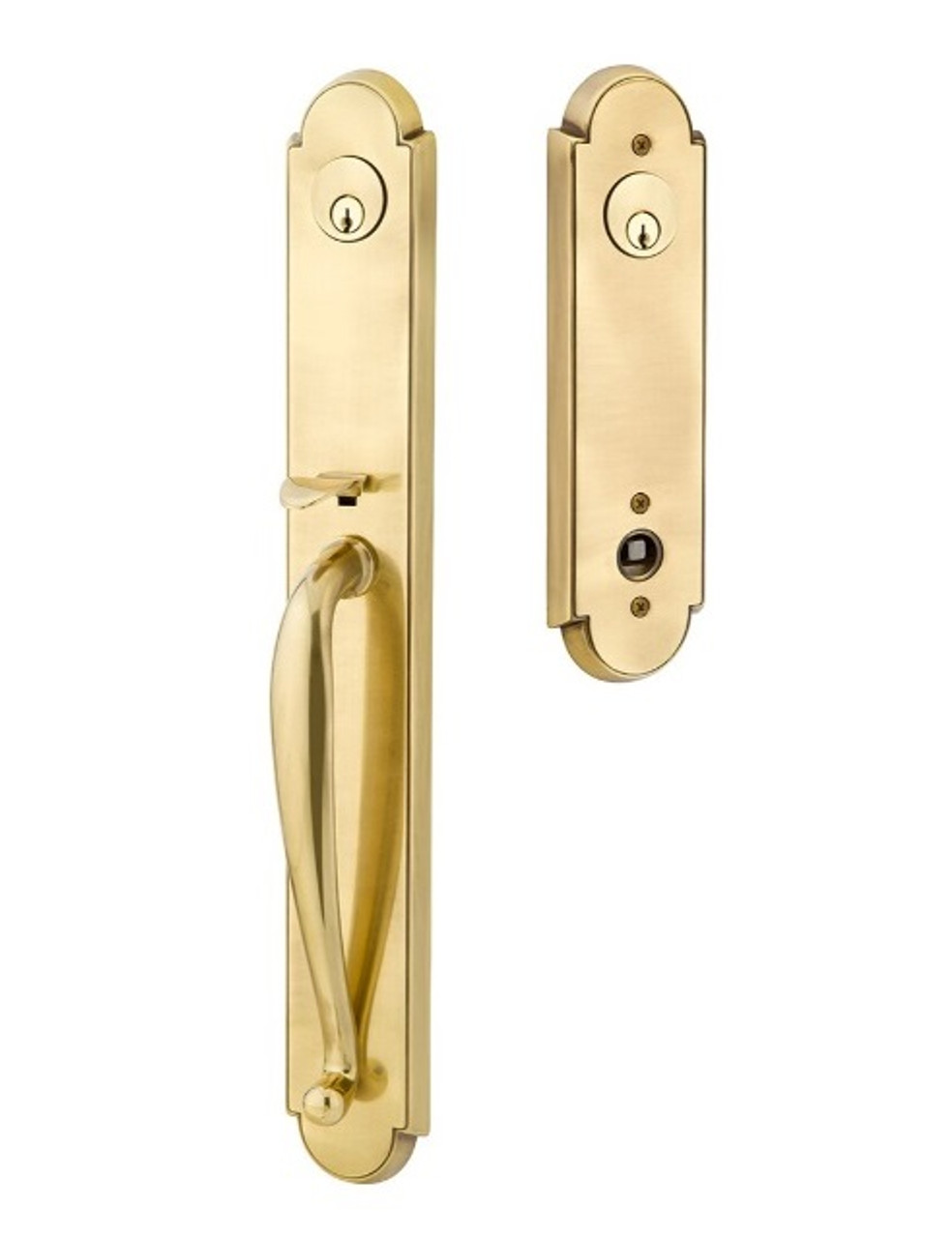 Emtek 4324US7 French Antique Wilmington Brass Tubular Style Double Cylinder  Entryset with Your Choice of Handle