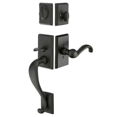 Emtek 450411FB Flat Black Sandcast Bronze Rectangular Sectional Tubular Style Dummy Entryset with Your Choice of Handle