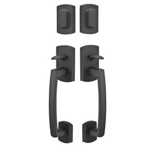 Emtek 453727-FB Flat Black Sandcast Bronze Ridgemont Tubular Style Single Cylinder Grip by Grip Entryset 