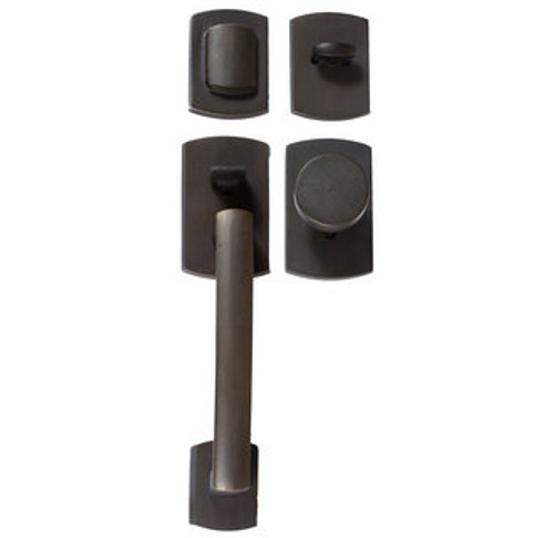 Emtek 450721MB Medium Bronze Sandcast Bronze Ridgemont Tubular Style Dummy Entryset with Your Choice of Handle