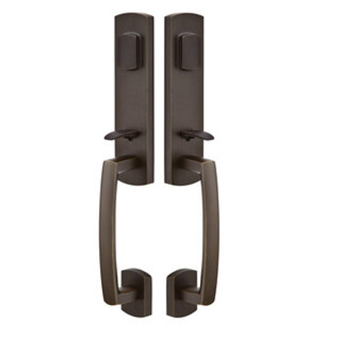 Emtek 454828-MB Medium Bronze Sandcast Bronze Logan Tubular Style Double Cylinder Grip by Grip Entryset 