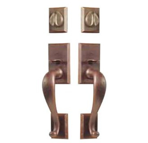 Emtek 453414-MB Medium Bronze Sandcast Bronze Rectangular Tubular Style Single Cylinder Grip by Grip Entryset 