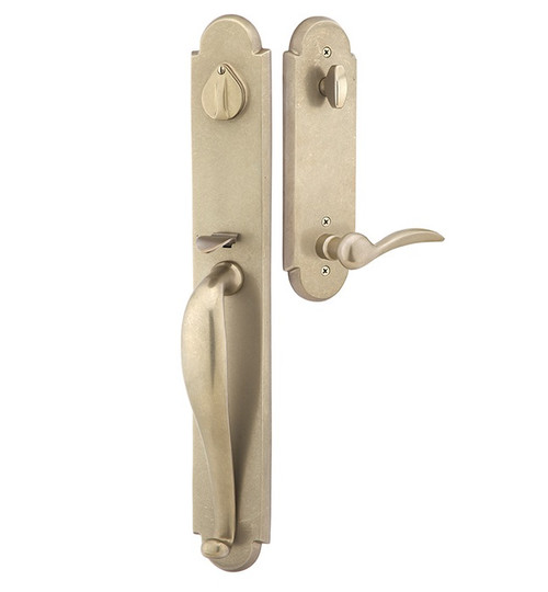 Emtek 452332TWB Tumbled White Bronze Sandcast Bronze Greeley Tubular Style Double Cylinder Entryset with Your Choice of Handle