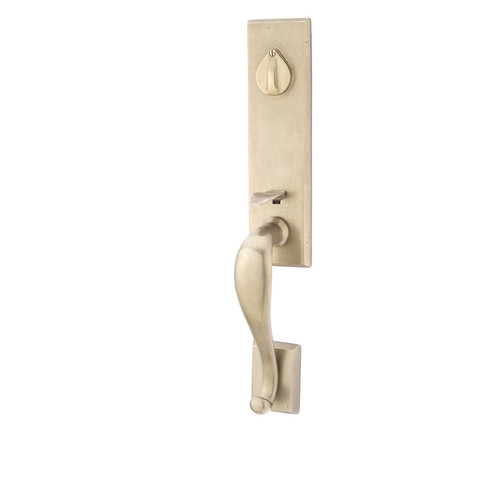 Emtek 451512TWB Tumbled White Bronze Sandcast Bronze Monolithic Tubular Style Single Cylinder Entryset with Your Choice of Handle