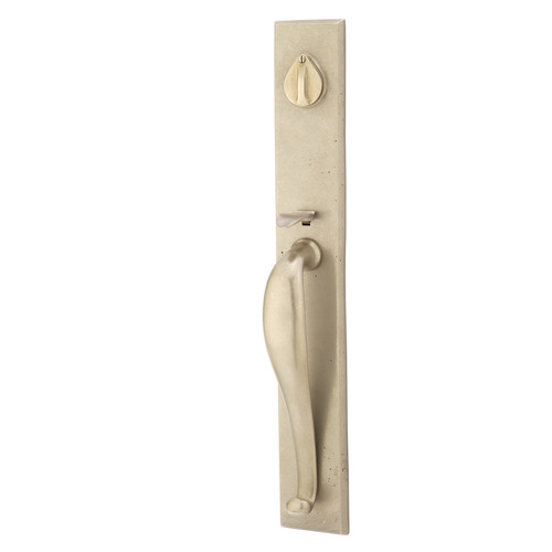 Emtek 451613TWB Tumbled White Bronze Sandcast Bronze Rectangular Full Length Tubular Style Single Cylinder Entryset with Your Choice of Handle