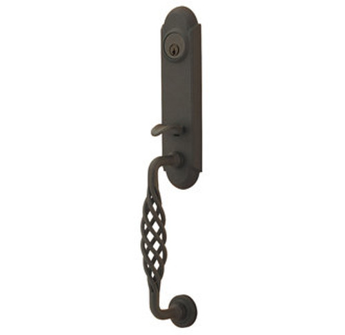 Emtek 461111FBS Flat Black Steel Wrought Steel Tubular Monolithic Trim with Lafayette Grip Single Cylinder Entryset with Your Choice of Handle