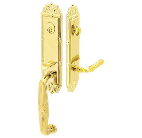 Emtek 4721US3 Lifetime Brass Ribbon & Reed Brass Tubular Style Double Cylinder Entryset with Your Choice of Handle
