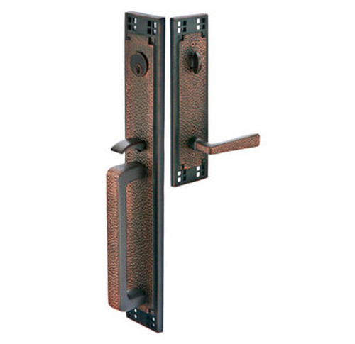 Emtek 4822US10B Oil Rubbed Bronze Arts & Crafts Full Length Brass Tubular Style Double Cylinder Entryset with Your Choice of Handle