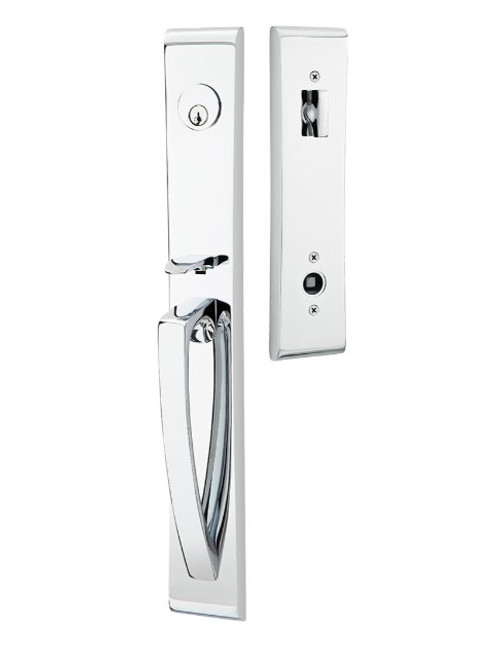 Emtek 4816US26 Polished Chrome Modern Brass Orion Tubular Style Single Cylinder Entryset with Your Choice of Handle