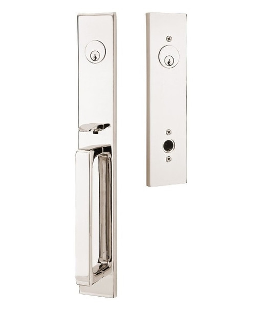 Emtek 4829US14 Polished Nickel Lausanne Brass Tubular Style Double Cylinder Entryset with Your Choice of Handle