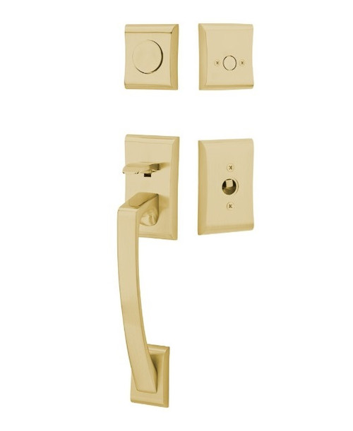 Emtek 4807US4 Satin Brass Modern Brass Ares Tubular Style Dummy Entryset with Your Choice of Handle