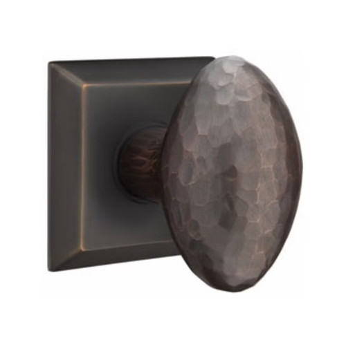 Emtek HE-US10B-PHD Oil Rubbed Bronze Hammered Egg (Pair) Half Dummy Knobs with Your Choice of Rosette