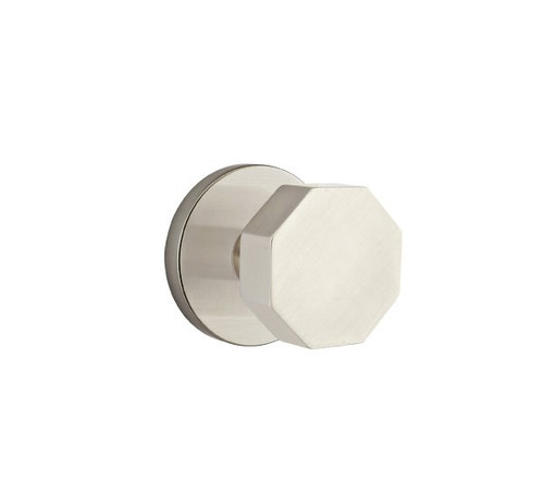 Emtek OCT-US15-PHD Satin Nickel Octagon (Pair) Half Dummy Knobs with Your Choice of Rosette