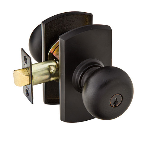 Emtek WC-FB-ENTR Flat Black Winchester Keyed Entry Knob with Your Choice of Rosette