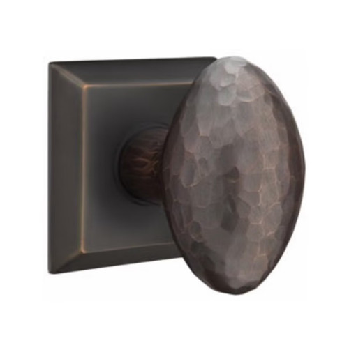 Emtek HE-US10B-PASS Oil Rubbed Bronze Hammered Egg Passage Knob with Your Choice of Rosette