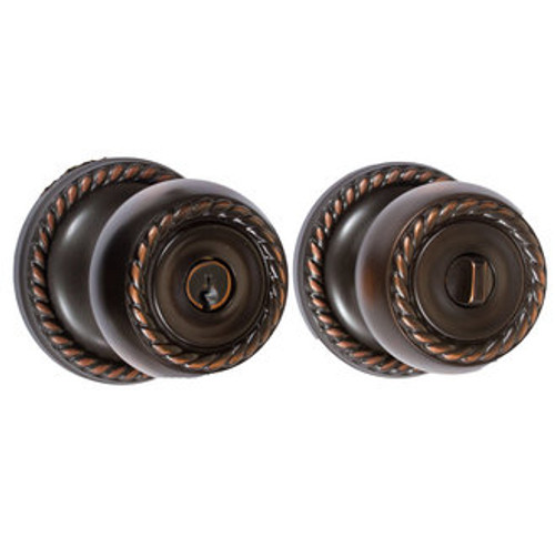 Emtek RK-US10B-FD Oil Rubbed Bronze Rope Dummy Keyed Entry Knob with Your Choice of Rosette