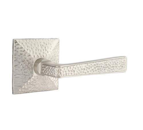 Emtek HM-US15-PRIV Satin Nickel Hammered Privacy Lever with Your Choice of Rosette