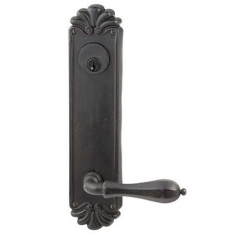 Emtek 6621FB Flat Black #16 Style 5-1/2" C-to-C Passage/Double Keyed Sideplate Lockset