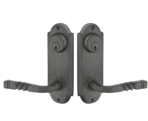 Emtek 7011FBS Flat Black Steel #5 Style 3-5/8" C-to-C Passage/Double Keyed Sideplate Lockset