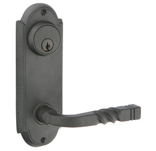 Emtek 7015FBS Flat Black Steel #5 Style 3-5/8" C-to-C Dummy, Pair Sideplate Lockset