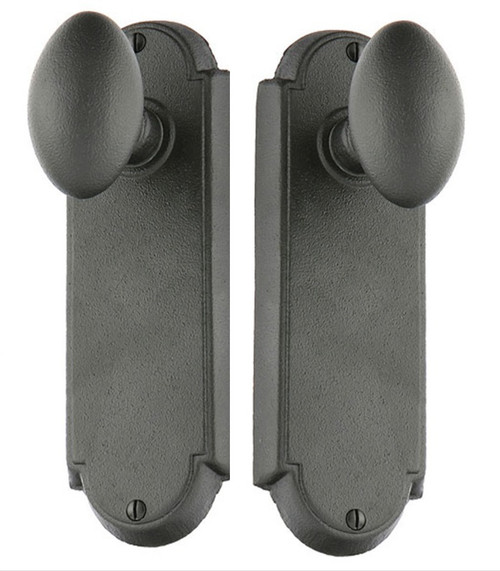 Emtek 7055FBS Flat Black Steel #5 Style Non-Keyed Dummy, Pair Sideplate Lockset