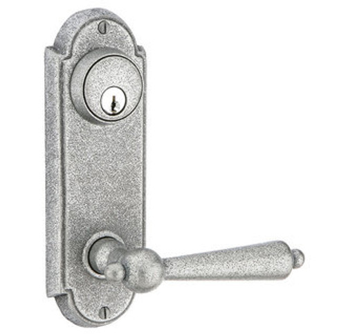 Emtek 7010SWS Satin Steel #5 Style 3-5/8" C-to-C Passage/Single Keyed Sideplate Lockset