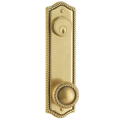 Emtek 7991US7 French Antique Rope Style 5-1/2" C-to-C Passage/Double Keyed Sideplate Lockset