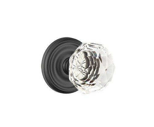 Emtek CK-US19-PHD Flat Black Diamond Glass (Pair) Half Dummy Knobs with Your Choice of Rosette