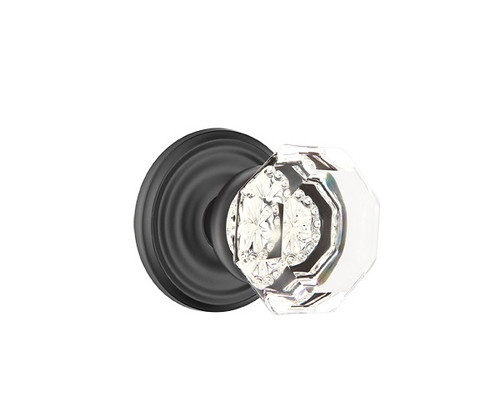 Emtek OT-US19-PHD Flat Black Old Town Clear Glass (Pair) Half Dummy Knobs with Your Choice of Rosette