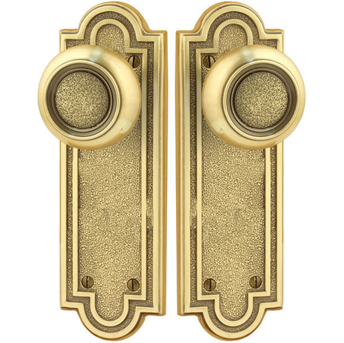 Emtek 8052US7 French Antique Belmont Style Non-Keyed Dummy, Pair Sideplate Lockset