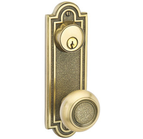 Emtek 8070US7 French Antique Belmont Style 3-5/8" C-to-C Passage/Single Keyed Sideplate Lockset
