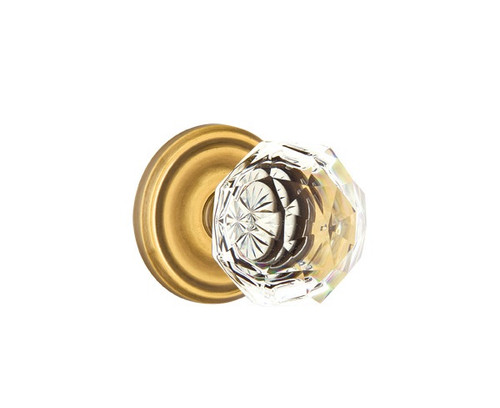 Emtek CK-US7-PHD French Antique Diamond Glass (Pair) Half Dummy Knobs with Your Choice of Rosette