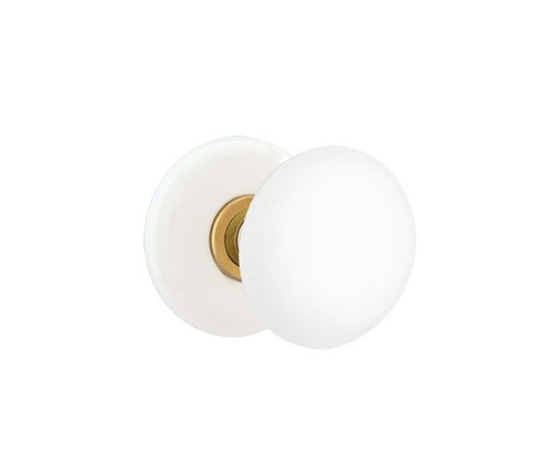 Emtek 8003-IW-US7 French Antique Ice White Porcelain (Pair) Half Dummy Knobs with Porcelain Rosette