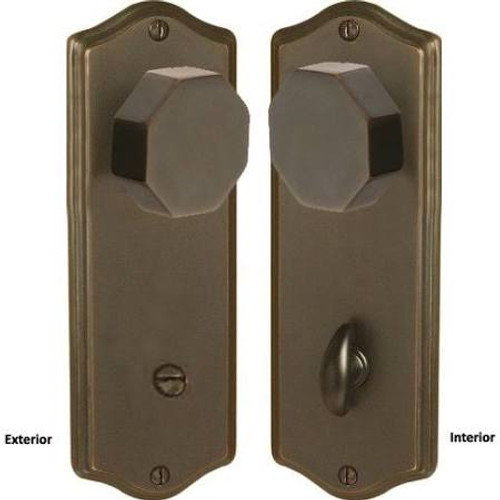 Emtek 8022-US3 Lifetime Polished Brass Colonial Style 3-3/8" C-to-C Non-Keyed Thumbturn Privacy Sideplate Lockset