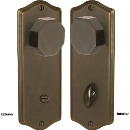 Emtek 8022-US15A Pewter Colonial Style 3-3/8" C-to-C Non-Keyed Thumbturn Privacy Sideplate Lockset