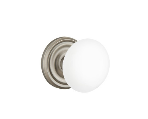 Emtek IW-US15A-PHD Pewter Ice White Porcelain (Pair) Half Dummy Knobs with Your Choice of Rosette