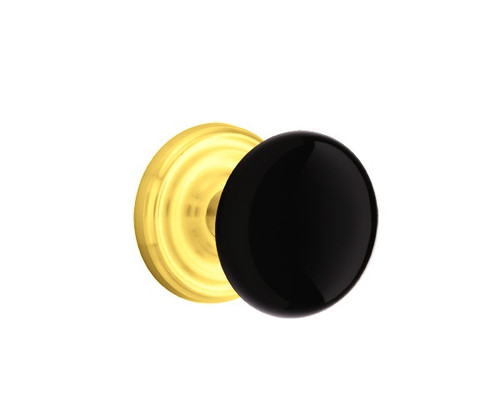 Emtek EB-US3-PHD Lifetime Brass Ebony Porcelain (Pair) Half Dummy Knobs with Your Choice of Rosette