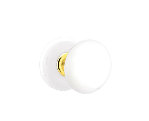 Emtek 8030-IW-US3 Lifetime Brass Ice White Porcelain Passage Knob with Porcelain Rosette