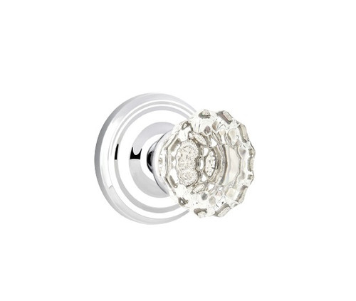 Emtek AS-US26-PHD Polished Chrome Astoria Clear Glass (Pair) Half Dummy Knobs with Your Choice of Rosette