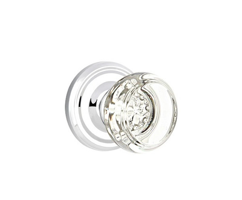 Emtek GT-US26-PHD Polished Chrome Georgetown Glass (Pair) Half Dummy Knobs with Your Choice of Rosette