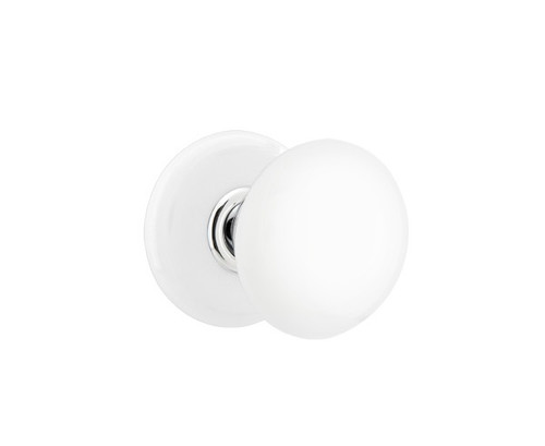 Emtek 8030-IW-US26 Polished Chrome Ice White Porcelain Passage Knob with Porcelain Rosette