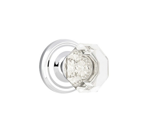 Emtek OT-US26-PHD Polished Chrome Old Town Clear Glass (Pair) Half Dummy Knobs with Your Choice of Rosette