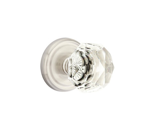 Emtek CK-US15-PHD Satin Nickel Diamond Glass (Pair) Half Dummy Knobs with Your Choice of Rosette